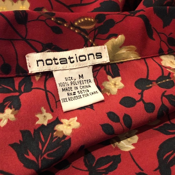 Red with Black and Tan flowers button down - Picture 5 of 6